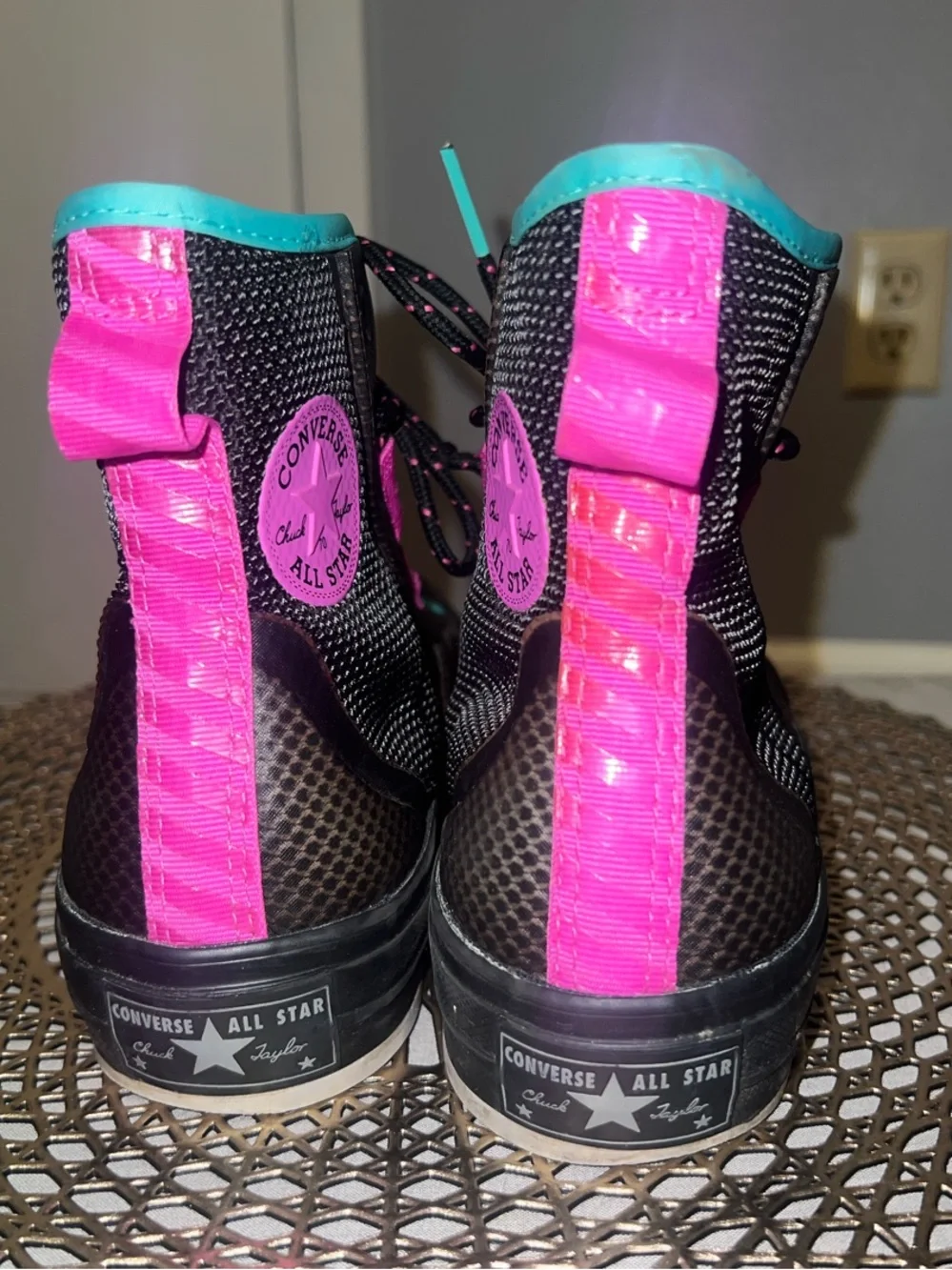 Converse Women's High-Top Athletic Sneakers in Pink and Teal